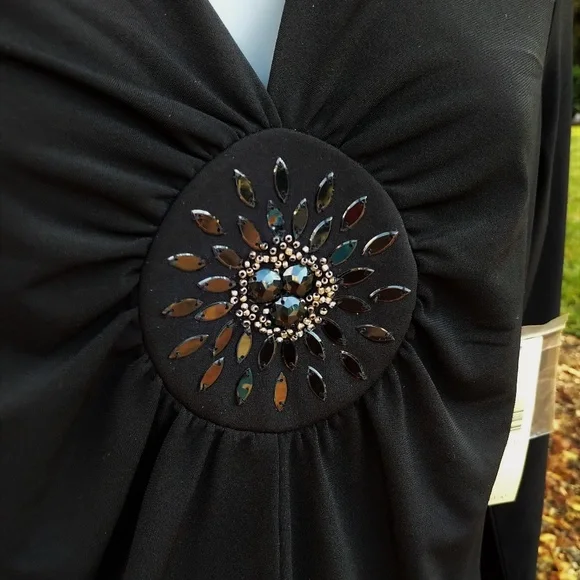 Gathered Beaded Front Top by Ideology NWT M - Picture 2 of 5